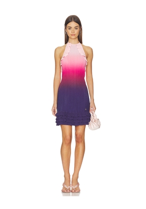 Casablanca Gradient Ruffle Dress in Fuchsia,Purple. Size M. Also in S, XS.