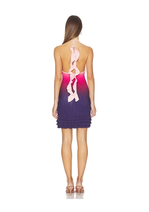Casablanca Gradient Ruffle Dress in Fuchsia,Purple. Size M. Also in XS, S.