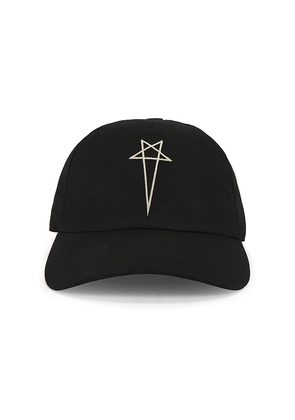 DRKSHDW by Rick Owens Pentagram Baseball Cap in Black. Size L. Also in S, M.