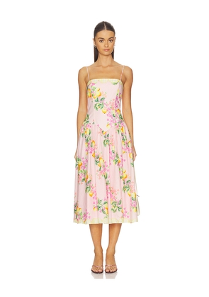 Amanda Uprichard Delora Midi Dress in Blush. Size L. Also in M, S, XL, XS.