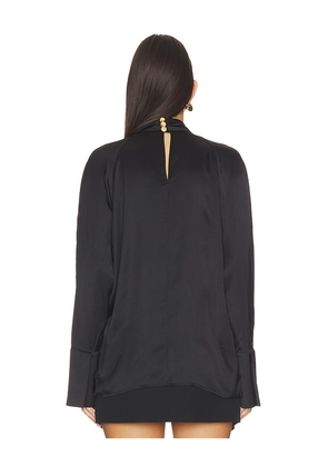 BALMAIN Draped Silk Blouse in Black. Size 36. Also in 38.