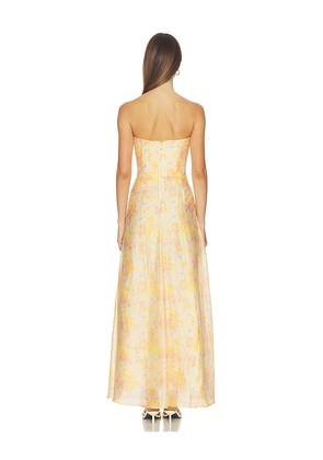 Bardot Amina Strapless Maxi Dress in Lemon. Size 10. Also in 2, 6, 8.