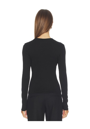 Enza Costa Fine Supima Cotton Long Sleeve Crew in Black. Size L. Also in M.
