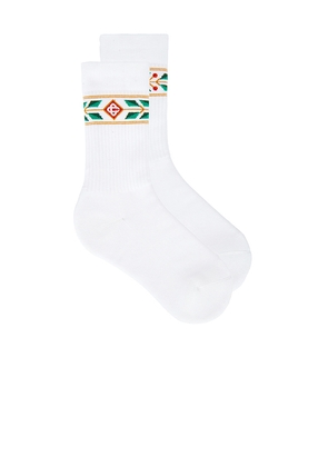 Casablanca Laurel Ribbed Sport Sock in White. Size L. Also in M, S.