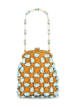 Cult Gaia Brielle Wristlet in Turquoise.