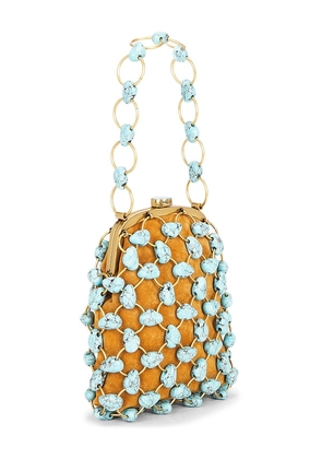 Cult Gaia Brielle Wristlet in Turquoise.