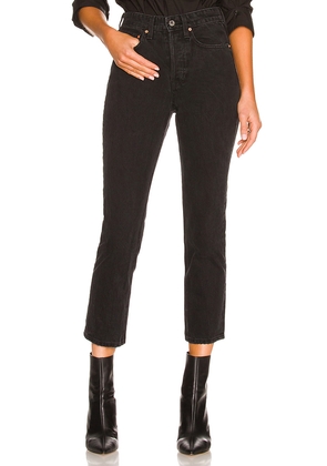 GRLFRND Karolina High Rise Straight Crop Jeans in Black. Size 24. Also in 30.
