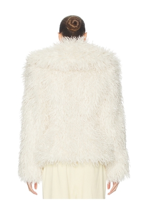 Helsa Dramatic Collar Faux Shearling Jacket in Ivory. Size S. Also in XXS, XS.