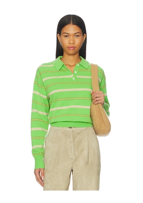 Guest In Residence Collegiate Stripe Polo in Green. Size L. Also in M, S, XS.