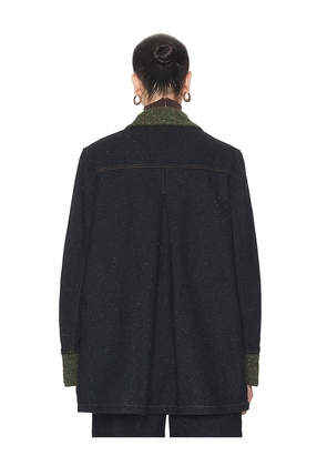 Ganni Melange Twill Denim Oversized Blazer in Blue. Size XXS/XS. Also in S/M.