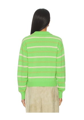 Guest In Residence Collegiate Stripe Polo in Green. Size L. Also in S, XS, M.