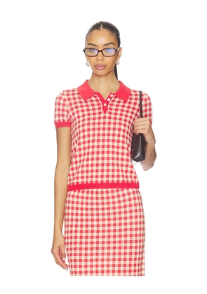Guest In Residence Gingham Shrunken Polo in Red. Size L. Also in M, S, XS.