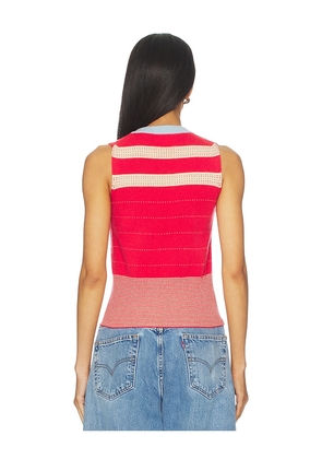 Guest In Residence Collegiate Stripe Vest in Red. Size L. Also in XS, M.
