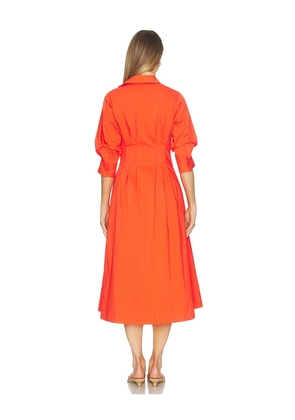 SIMKHAI Jazz Pintuck Midi Dress in Orange. Size M. Also in L, XS.