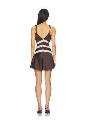 Frankies Bikinis Sedona Satin Mini Dress in Chocolate. Size L. Also in XXS, XS.