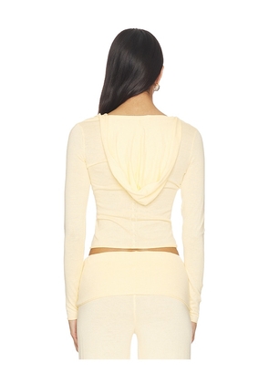 Frankies Bikinis Sloane Knit Hoodie in Yellow. Size M. Also in S, XS, L.