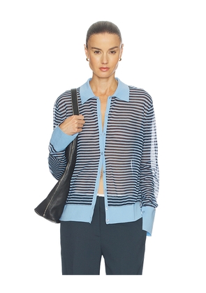 FRAME The Collared Cardi in Blue. Size L. Also in M, S, XS.