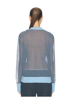 FRAME The Collared Cardi in Blue. Size L. Also in S, M.