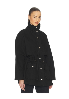 Helsa Garment Washed Utility Jacket in Black. Size L. Also in XXS, XS, S, M, XL.