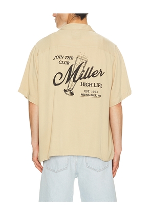 Junk Food Miller Sportsmans Join The Club Camp Shirt in Brown. Size L. Also in M, S, XL/1X, XS.