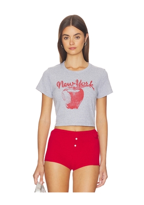 Junk Food New York Big Apple The Baby Tee in Grey. Size L. Also in M, S, XL, XS.