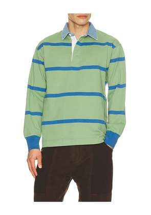 Gramicci Langdon Rugby Shirt in Green. Size L. Also in M, S, XL/1X.