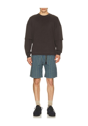 Gramicci O.G. G-Short Seersucker Plaid in Blue. Size L. Also in M, XL/1X.