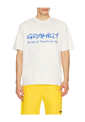Gramicci Freedom Tee Pigment Dyed in White. Size L. Also in S, M, XL/1X.