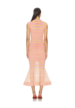 SIMKHAI Danica Knit Midi Dress in Peach. Size L. Also in XS, S, M.