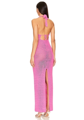 MORE TO COME Lisse Halter Maxi Dress in Pink. Size S. Also in M, L.
