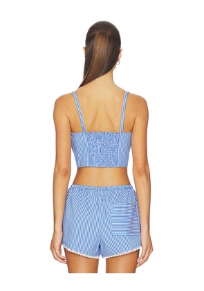 Good American Poplin Bustier Cami Top in Blue. Size L. Also in S, M, XXL.