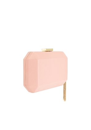 olga berg Lia Facetted Clutch With Tassel in Blush.