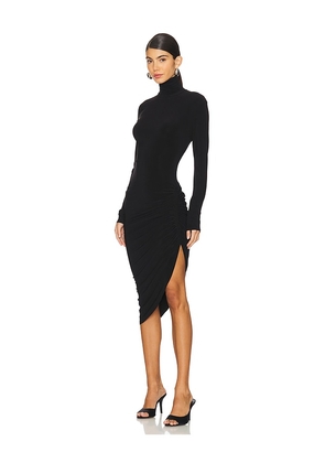 Norma Kamali Long Sleeve Turtleneck Side Drape Dress in Black. Size L. Also in XL.