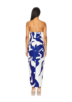 MILLY Orion Camellia Floral Jacquard Dress in White,Royal. Size 4. Also in 2.