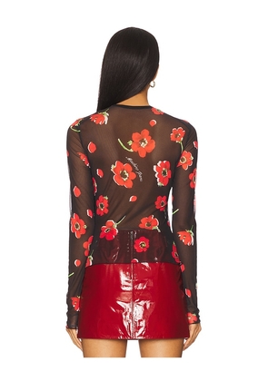 Moschino Jeans Sheer Floral Long Sleeve in Black. Size 42. Also in 44, 46.