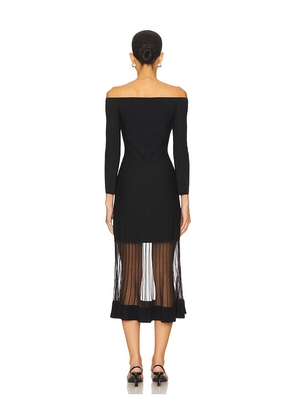 MILLY Ots Sheer Knit Midi Dress in Black. Size M. Also in P, S.