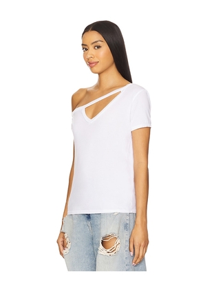Michael Lauren Zire Short Sleeve Asymmetrical Cold Shoulder Tee in White. Size S. Also in XS, M, L.