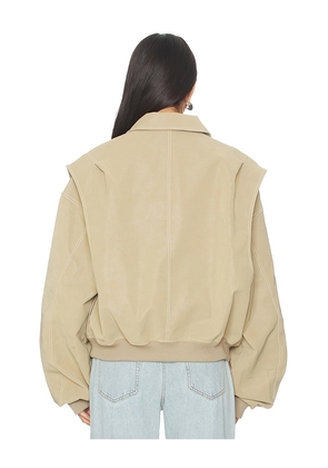 LIONESS Vista Bomber Jacket in Taupe. Size M. Also in S, XS, L, XL.