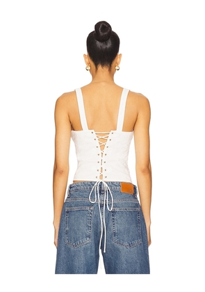 MORE TO COME Chloe Lace Up Back Top in White. Size M. Also in L.