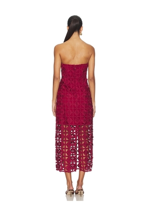 MILLY Katie Tile Lace Dress in Burgundy. Size 12. Also in 0, 4, 6, 10.