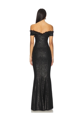 Norma Kamali Double Drop Shoulder Grace Fishtail Gown in Black. Size M. Also in XXS, XS, S.