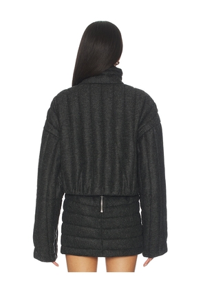LaQuan Smith Funnel Neck Jacket in Grey. Size S. Also in XS, M.