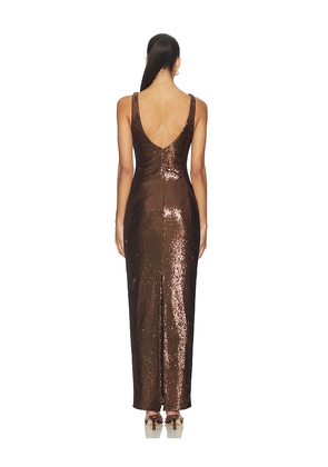 NBD Janhvi Maxi Dress in Chocolate. Size M. Also in S.