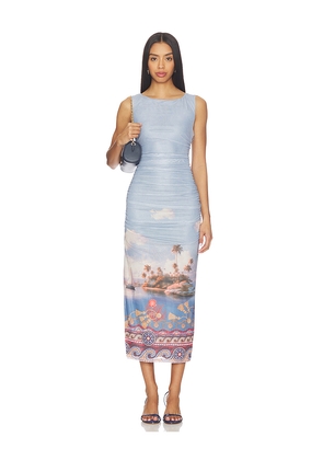 Line & Dot Pernille Mesh Midi Dress in Slate. Size L. Also in M, S, XS.