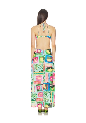 Kulani Kinis Beaded Cut Out Maxi Dress in Teal,Pink. Size L. Also in S, XS, M, XL.