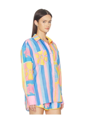 Kulani Kinis Long Sleeve Beach Shirt in Orange,Blue. Size L. Also in S, XS, M, XL.