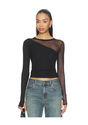 Michael Lauren Solita Long Sleeve Asymmetrical Top in Black. Size L. Also in S, XS, M, XL.