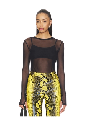 Michael Lauren Vero Long Sleeve Fitted Mesh Top in Black. Size L. Also in S, XS, M, XL.