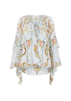Camilla ruffled V-neck blouse - White