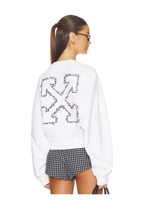OFF-WHITE Embroidered Arrow Script Sweatshirt in White. Size M. Also in XS, S.
